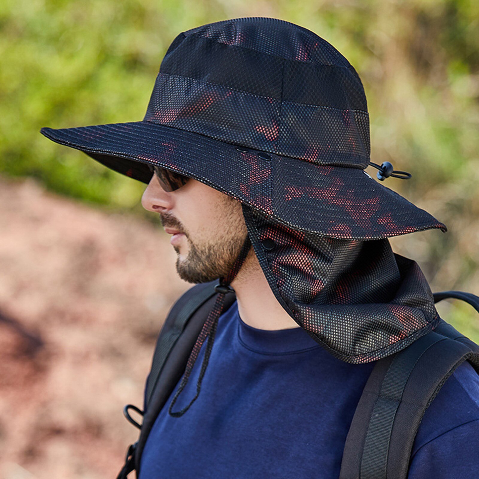 Sun Protection Bucket Hat Men Full Neck Face Cover Fishing Hunting