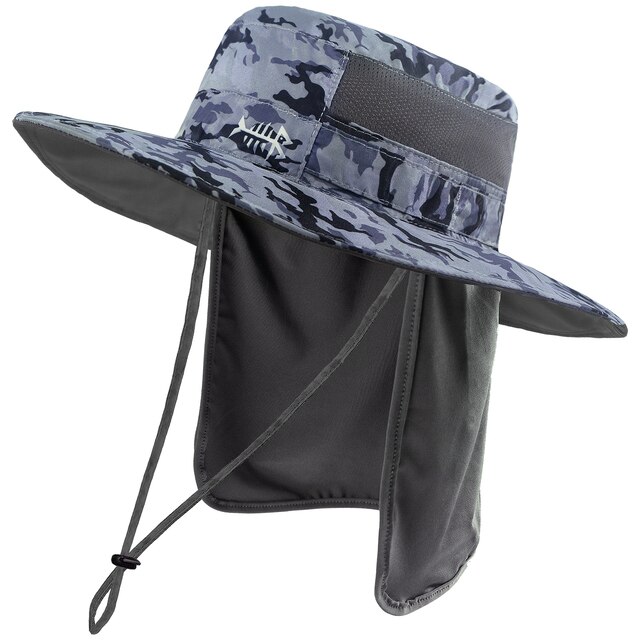 Buy Connectyle Outdoor Mesh Sun Hat Camouflage Bucket Hats Fishing Hats  with String (Dark Grey) at